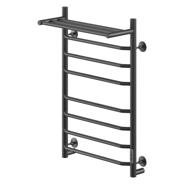 Полотенцесушитель MIXLINE MIRA  80х50 (таймер, 403Вт, 7 перекладин + ПОЛКА) электрический ЧЕРНЫЙ - ML-556420 