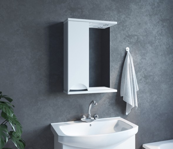 Зеркальный шкаф &amp;quot;ЭТЬЕН-50&amp;quot; левый с подсветкой (ПВХ) - 542402 