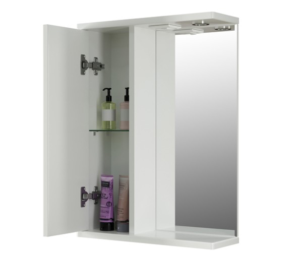 Зеркальный шкаф &amp;quot;ЭТЬЕН-50&amp;quot; левый с подсветкой (ПВХ) - 542402 