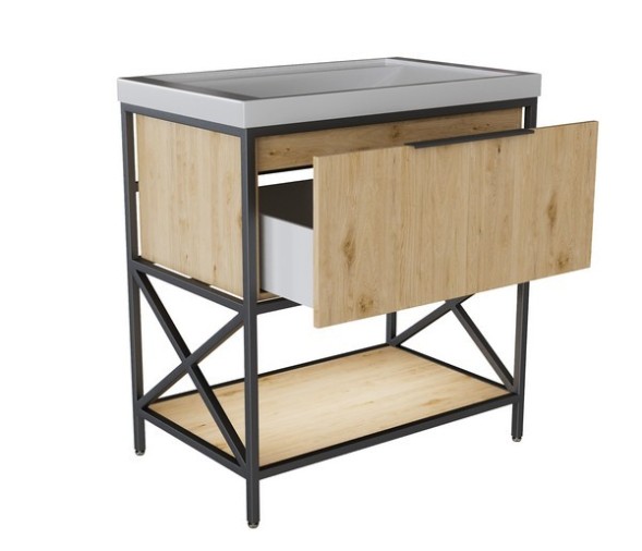 Тумба д/ванной &amp;quot;БРУКЛИН-80&amp;quot;Дуб Бунратти под раков. Фостер 80(Kirovit)/Fest 80(Sanita Luxe)ЛОФТ(ЛДСП) - 543586 