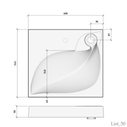 Раковина над стиральной машиной &amp;quot;List-60*55&amp;quot; ш*г, с кронштейнами  (Madera) - 4627173210546 