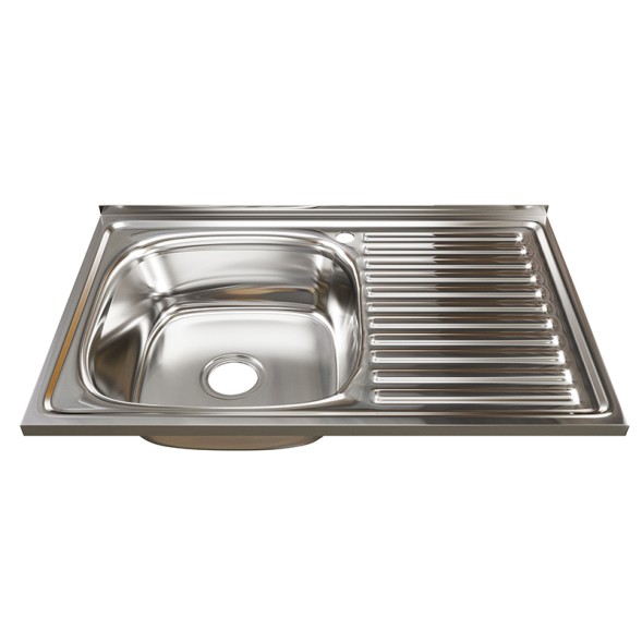 Мойка 80х50 (0,8) лев вып 3 1/2 MIXLINE 18см с сифоном - 528177 