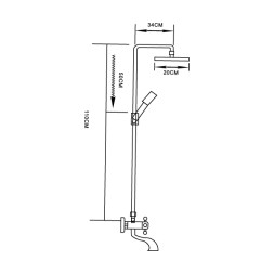 Душевая система 1/2 кер ML2419 излив лейка 1 позиция +лейка "Тропический душ" ХРОМ - ML2419