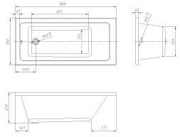 Ванна пристенная Loranto Novaro La 1500х700, ABS пластик, белая (CS00078466)