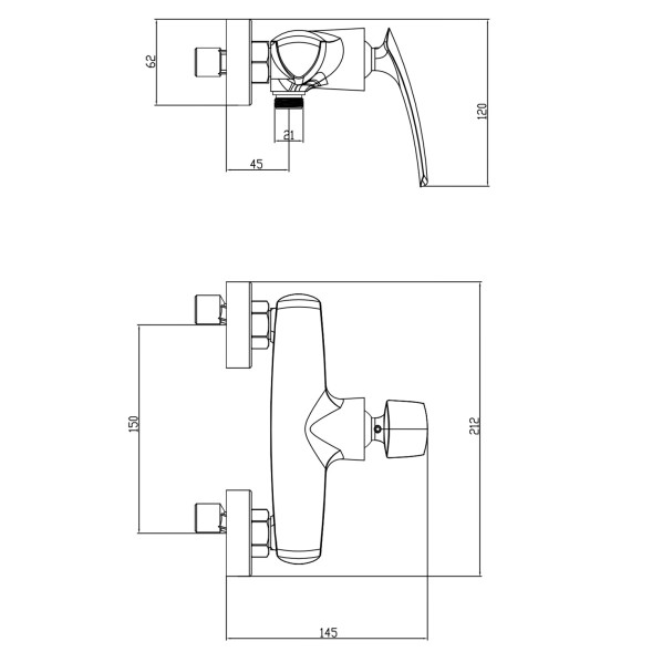 Смеситель для душа Azario REULEAUX с ручным душем, керамический картридж, хром (AZ-VWF338296C)