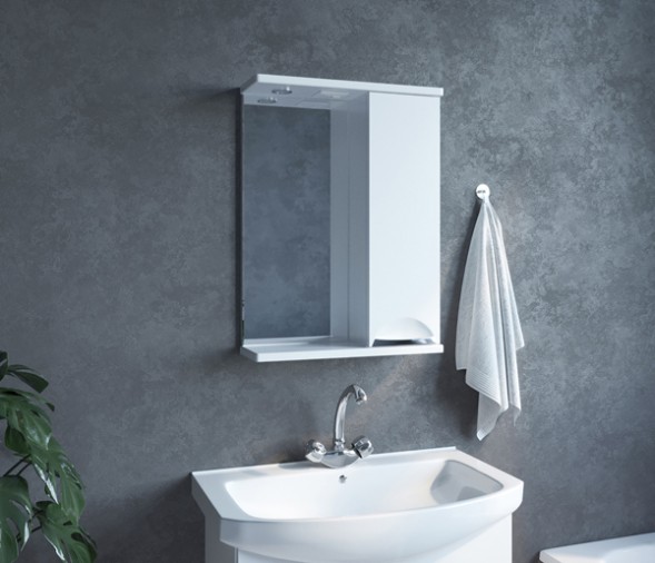 Зеркальный шкаф &amp;quot;ЭТЬЕН-50&amp;quot; правый с подсветкой (ПВХ) - 542403 