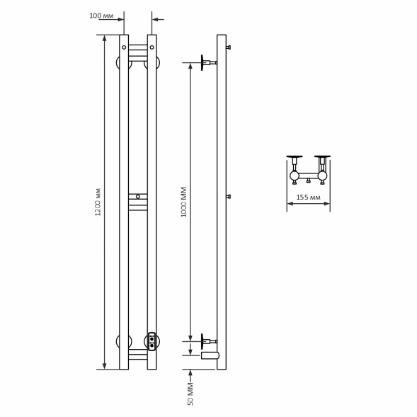 Полотенцесушитель MIXLINE MOON GRAPHITE 120/10 (таймер,103 Вт) электрический ГРАФИТ - ML-556252 