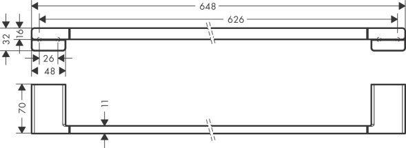 Полотенцедержатель Hansgrohe AddStoris 648 мм, шлифованный чёрный хром (41747340)