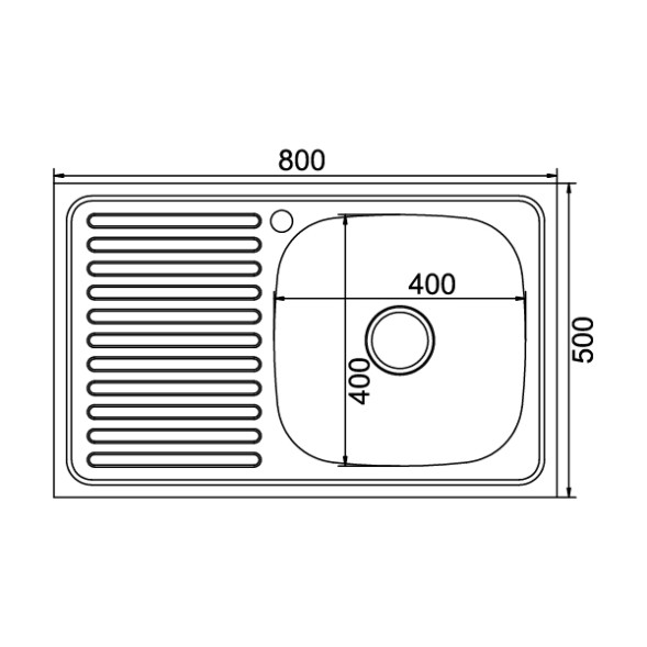 Мойка 80х50 (0,8) прав. вып 3 1/2 MIXLINE 18см с сифоном - 528178 