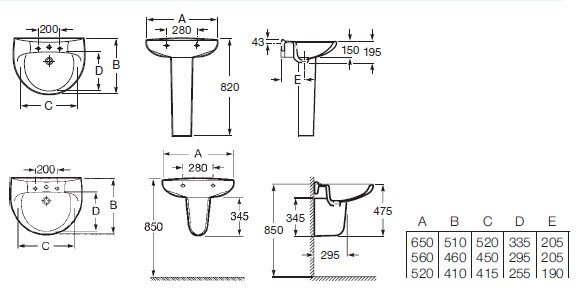 Раковина Roca VICTORIA 56, белая (7.3273.9.300.Y)