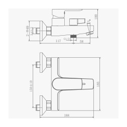 Смеситель для ванны 35к HB60719-3 HAIBA ОРУЖ.СТАЛЬ - HB60719-3