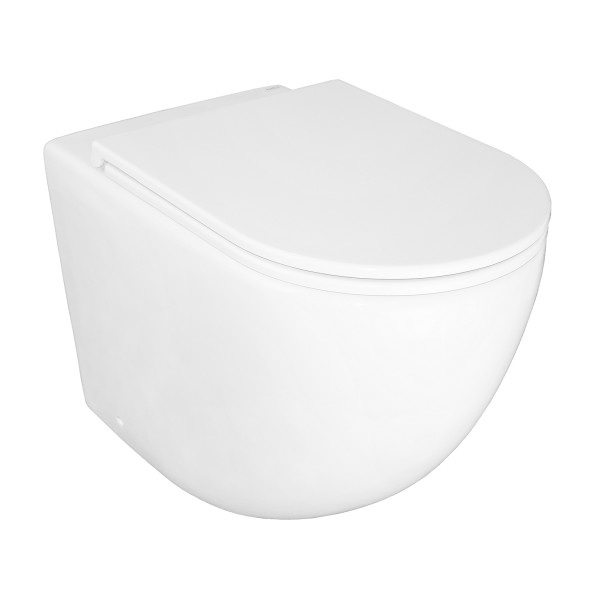 Унитаз приставной Azario Grado 365х570х410 безободковый, смыв &amp;quot;Торнадо&amp;quot;, в комплекте с быстросъемным сидением микролифт (AZ-2141D-UQ1)