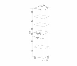 Пенал &amp;quot;КАССИОПЕЯ-35&amp;quot; правый (350*1860*320)(ПВХ) - 518676 