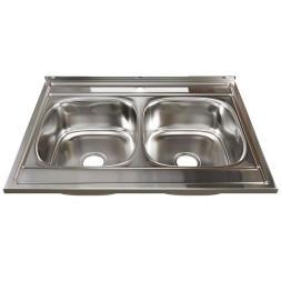 Мойка 80х60 (0,6) 2-х чаш вып 3 1/2 MIXLINE 18см с сифоном - 528171 