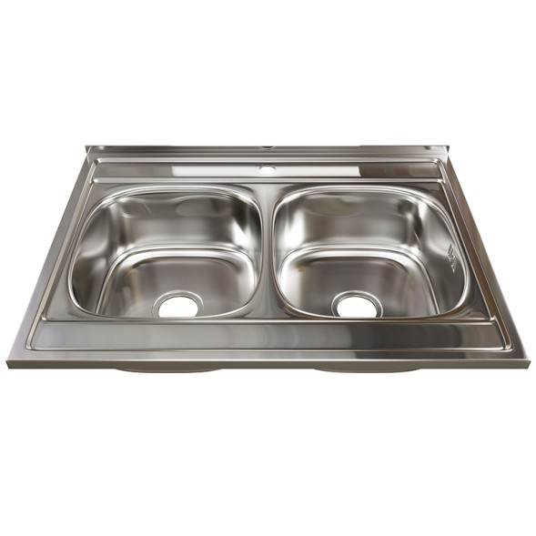 Мойка 80х60 (0,6) 2-х чаш вып 3 1/2 MIXLINE 18см с сифоном - 528171 