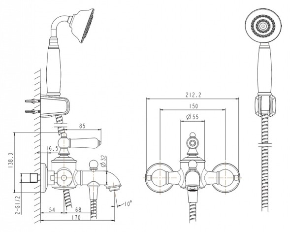 Cмеситель для ванны Bravat Хром (Art F675109C-B)