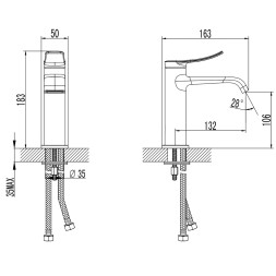 Смеситель для раковины Azario ABILITY керамический картридж, без донного клапана, хром (AZ-VQR168331С)