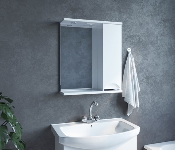 Зеркальный шкаф &amp;quot;ЭТЬЕН-60&amp;quot; правый с подсветкой  (ПВХ) - 542408 