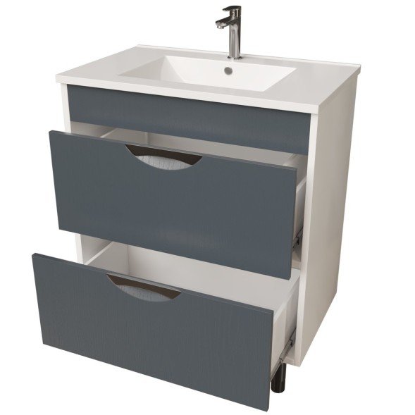 Тумба д/ванной &amp;quot;Байкал-75&amp;quot;  под раковину Quadro-75 (Sanita Luxe) (ПВХ) - 550385 