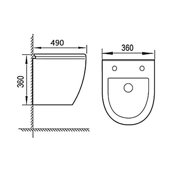Унитаз подвесной c функцией биде Azario Allegro 360х490х360 безободковый, встроенный смеситель, крышка с сиденьем микролифт (AZ-3105B)