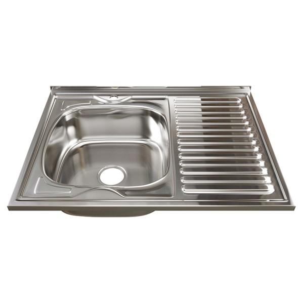 Мойка 80х60 (0,8) лев вып 3 1/2 MIXLINE 18см с сифоном - 528180 