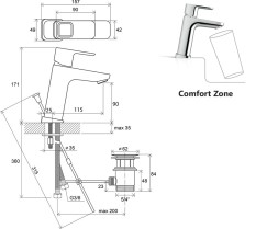 Смеситель для раковины Ravak 10° TD 013.00, с донным клапаном, однорычажный, хром (X070061)