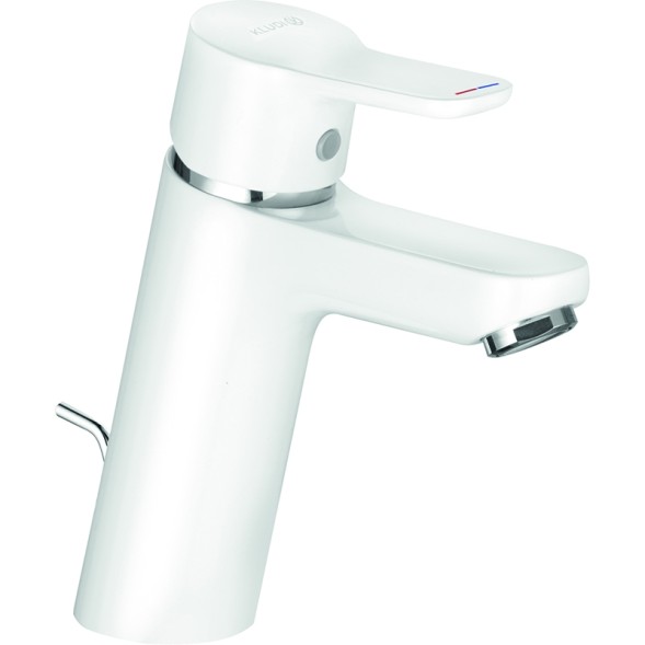 Смеситель для раковины KLUDI PURE&amp;amp;EASY XL 100 однорычажный, c донным клапаном, белый (372909165)