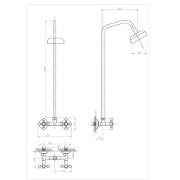 Душевая система 1/2 кер ПРОФСАН ПСМ-110-89 "ДУШ" тип См-ДшДРНТр, высота 120 см, ХРОМ - PSM-110-89