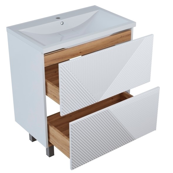 Тумба д/ванной &amp;quot;ВЕКТОР-75&amp;quot; &amp;quot;push-to-open&amp;quot;под раковину Нелли-75 (MIXLINE) (ПВХ) - 554822 