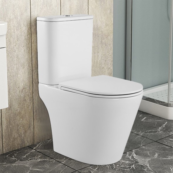 Унитаз-компакт Azario Berton 385х615х805 напольный, безободковый, слив &amp;quot;Торнадо&amp;quot;, с быстросъемным сиденьем микролифт (AZ-6093)