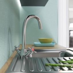 Смеситель для кухни 1/2 кер. MIXLINE ML10-032 высокий излив п/гайку (без подводки) - ML10-032 