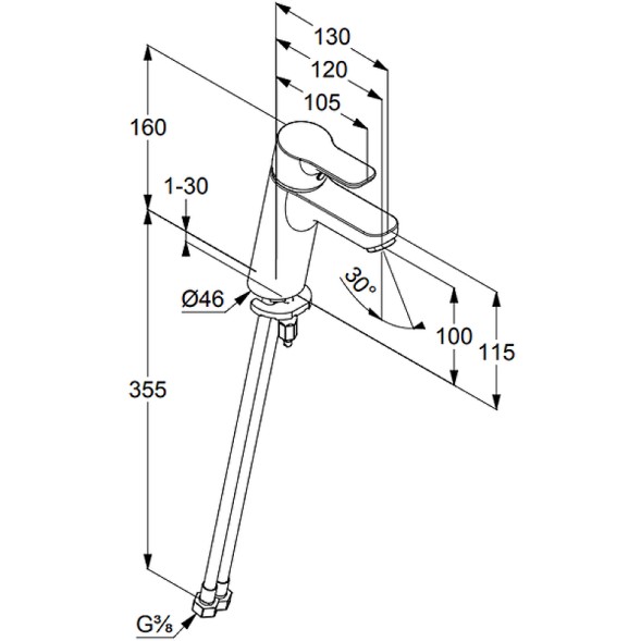 Смеситель для раковины KLUDI PURE&amp;amp;EASY XL 100 однорычажный, хром (372920565)