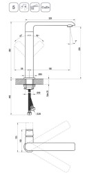 Смеситель для раковины-чаши Ravak Flat FL 016.20 поворотный излив, керамический картридж, черный матовый (X070174)