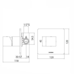Смеситель для душа Bossini CUBE на 1 выход (внешняя часть), цвет хром (Z00064.030)