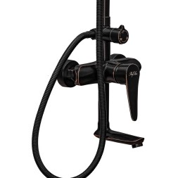 Душевая система 35к ПРОФСАН ПСМ-301-8 "STEEL BLACK" нерж сталь,лейка "Троп душ"ЧЕРНЫЙ-БРОНЗА - PSM-301-8