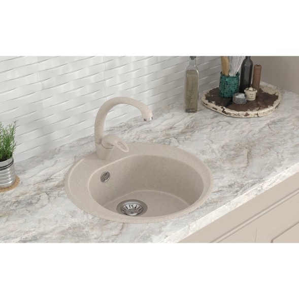 Мойкa ML-GMS02 СТАНДАРТ круглая, бежевый (328), 505мм (глуб. чаши 180) - 00-00002357 