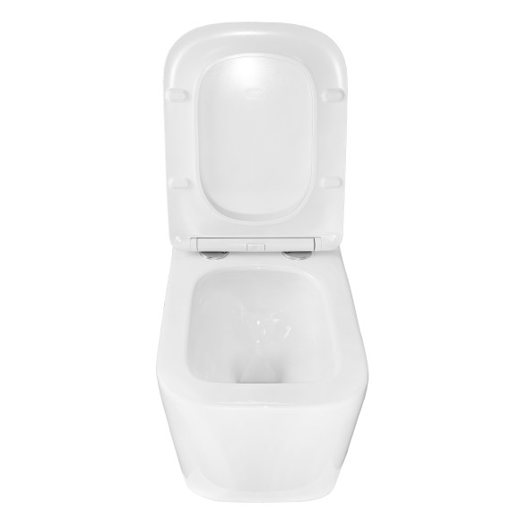 Унитаз подвесной Loranto Delphi 340х485х290 безободковый с системой смыва Tornado в комплекте с быстросъемным сиденьем микролифт (91343)