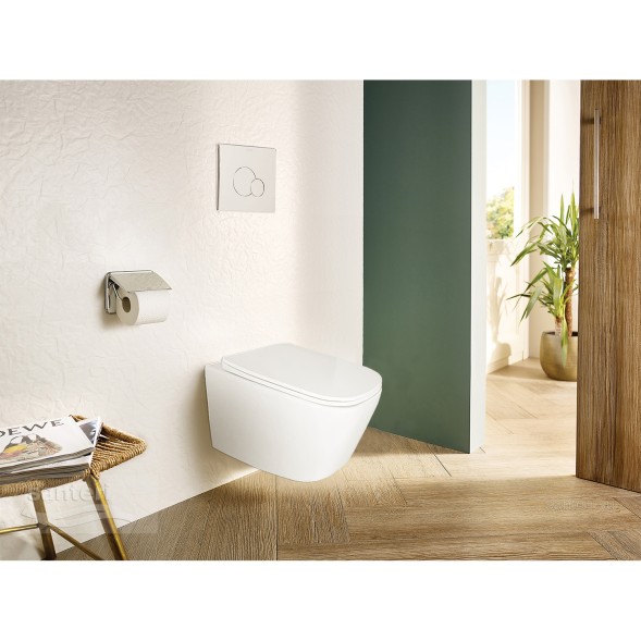 Унитаз подвесной Loranto Delphi 340х485х290 безободковый с системой смыва Tornado в комплекте с быстросъемным сиденьем микролифт (91343)