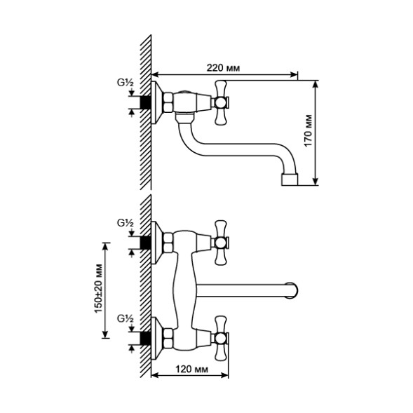 Смеситель для кухни настенный 1/2 кер. MIXLINE ML10-06 - ML10-06 