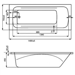 Ванна акриловая Roca Line прямоугольная 150х70