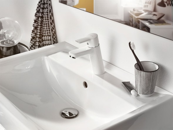 Смеситель для раковины KLUDI PURE&amp;amp;EASY XL 100 однорычажный, белый (372929165)