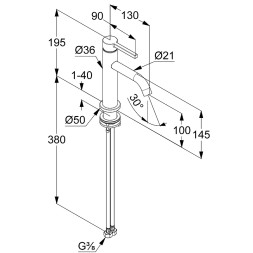 Смеситель для раковины Kludi Nova Fonte Pura керамический картридж, черный матовый (200263915)