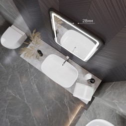 Зеркало MIXLINE &amp;quot;Мальта-лофт&amp;quot; 600*800 (ШВ) сенсорный выключатель, пластиковая рама - LED-00002353 