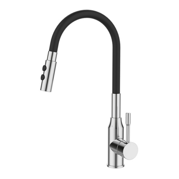 Смеситель для кухни 35к Milardo M01SB2FM05 &amp;quot;Meal&amp;quot; гибкий, высокий пов. излив, п/гайку ЧЕРНЫЙ-Хром - M01SB2FM05 