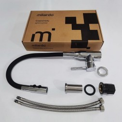 Смеситель для кухни 35к Milardo M01SB2FM05 "Meal" гибкий, высокий пов. излив, п/гайку ЧЕРНЫЙ-Хром - M01SB2FM05