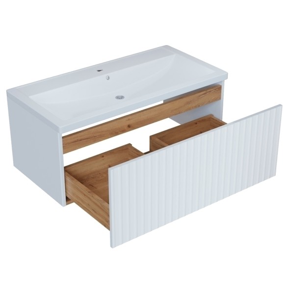 Тумба д/ванной &amp;quot;ВЕКТОР-90&amp;quot; подвесная &amp;quot;push-to-open&amp;quot; под раковину Марго-90 (MIXLINE) (ПВХ) - 554820 