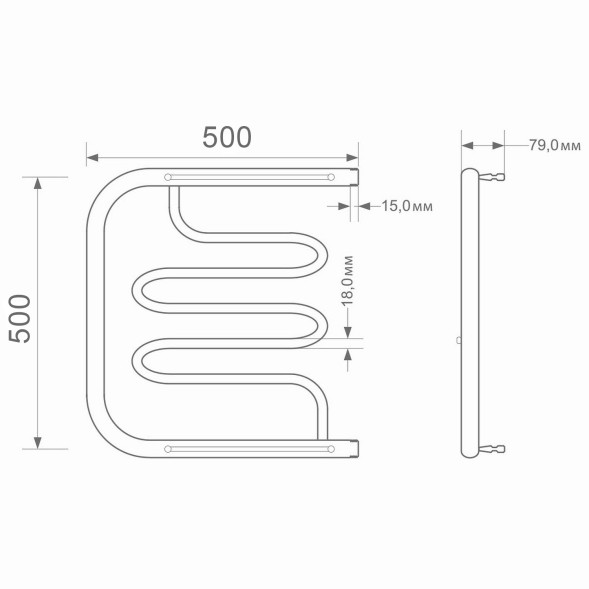Полотенцесушитель MIXLINE SIMPLE PM2 50х50 1&amp;#039;&amp;#039; ПОЛКА - ML-556325 
