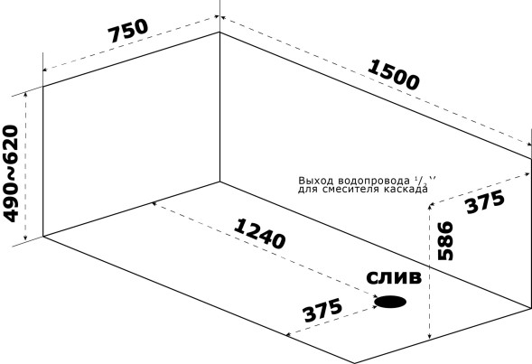 Ванна акриловая Azario Тенза 150х75 (ТНВ0101)