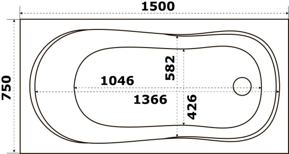 Ванна акриловая Azario Тенза 150х75 (ТНВ0101)
