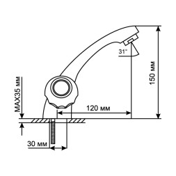 Смеситель для раковины 1/2 кер. MIXLINE ML02-04 п/шпильку (без подводки) - ML02-04